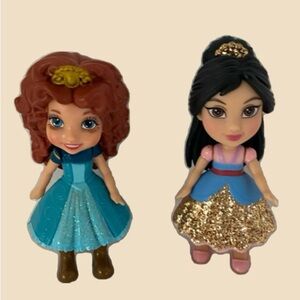 Disney Mini Princess Figures in Blue, Gold, Pink & Brown